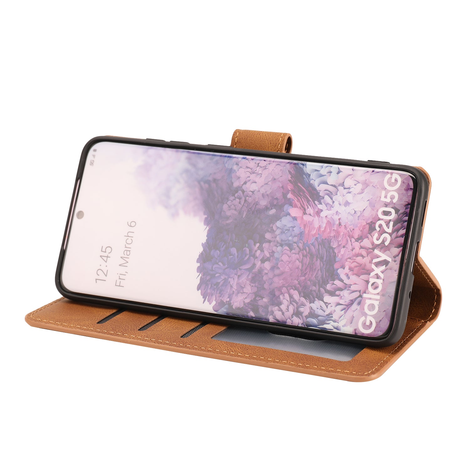 TPU + PU Leather Phone Protective Shell with Wallet and Stand for Samsung Galaxy S20 4G/S20 5G - Light Brown TPU + PU Leather Phone Protective Shell with Wallet and Stand for Samsung Galaxy S20 4G/S20 5G - Light Brown